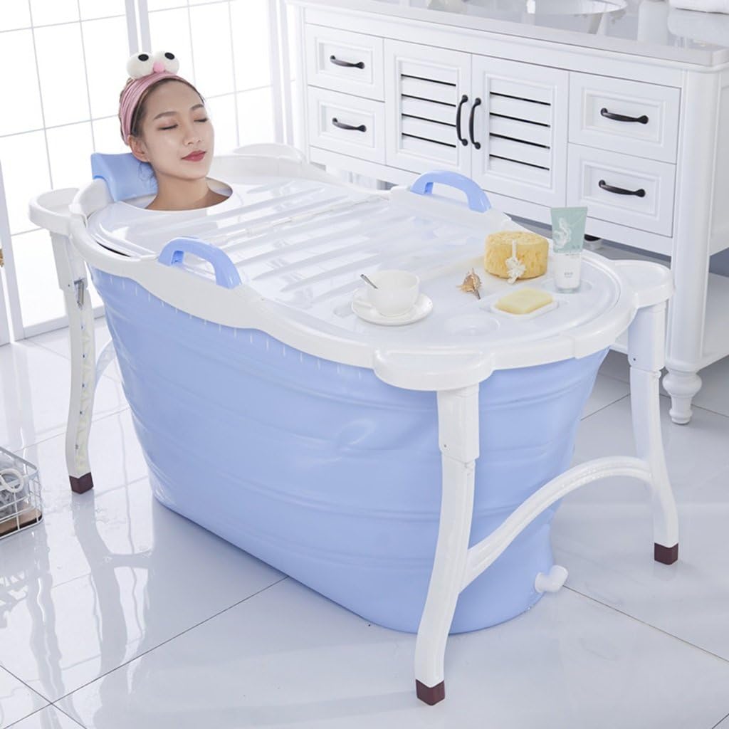 QINGTAOSHOP Folding Pool Plastic Rectangular Household Tub Baby Wash Basin Blue (Color : Blue, Size : 90 * 33 * 57cm)