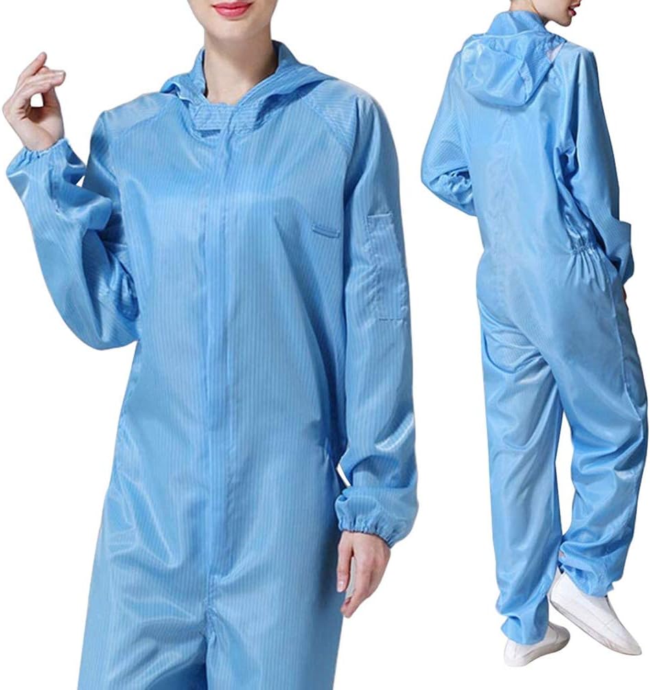 Protective Coveralls with Hood Reusable Washable Dust-Proof Plus Size Protective Coveralls with Elastic Cuffs for Women Men (blue, M)
