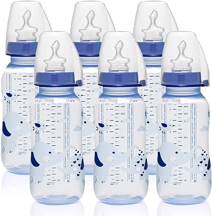 Nip Lot De 6 Biberons Standards Pour Bebe 250 Ml En Polypropylene Souple Et Agreable Tetine