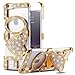For Apple iPhone 6 Plus & iPhone 6s Plus 5.5 inch Case, FLOVEME [Slim Fit] [Crystal Diamond] Premium 3D Bling Luxury Rhinestone Glitter Cute LOVE Girly [Kickstand Feature] Back Cover Holder - Gold