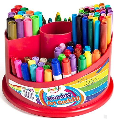 All In 1 Spinning Art Caddy with Set of Crayons, WASHABLE Markers