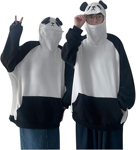 Amazon Jonnia パーカー メンズ レディース 韓国 ゆったり パンダ トレーナー 大きいサイズ かわいい カジュアル トップス 無地 ソリッドカラー 白 プルオーバー 秋冬 カジュアル ストリート系 フーディー カップルパーカー トレーナー パーカー 通販