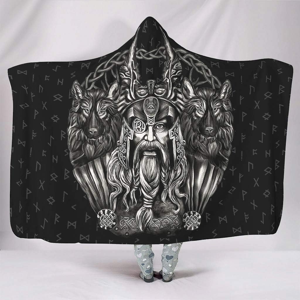 Generic Branded Light Weight Hooded Blanket Viking Odin and