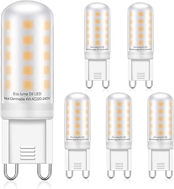 G9 Led Lampen Warmweiss 3000k 4w Eco Luma Ersatz 28w 33w 40w G9 Halogenlampen G9 Led Leuchtmittel Nicht Dimmbar Kein Flackern 400lm Ac220 240v Led G9 Birnen 5er Pack Amazon De Beleuchtung