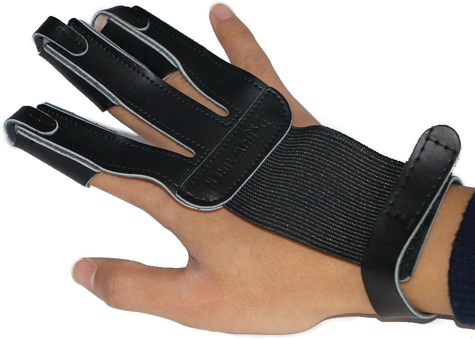 Huntingdoor Archery Protective Gear Kit Arm Guards Forearm Protector Adjustable 3 Straps and Bow Hunting Gloves 3 Finger Guard Leather for LH RH : Sports & Outdoors