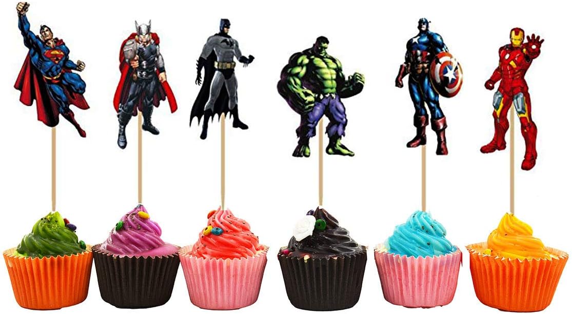 Avengers and Superheros Cupcake Toppers Party Pack for 24 Cupcakes