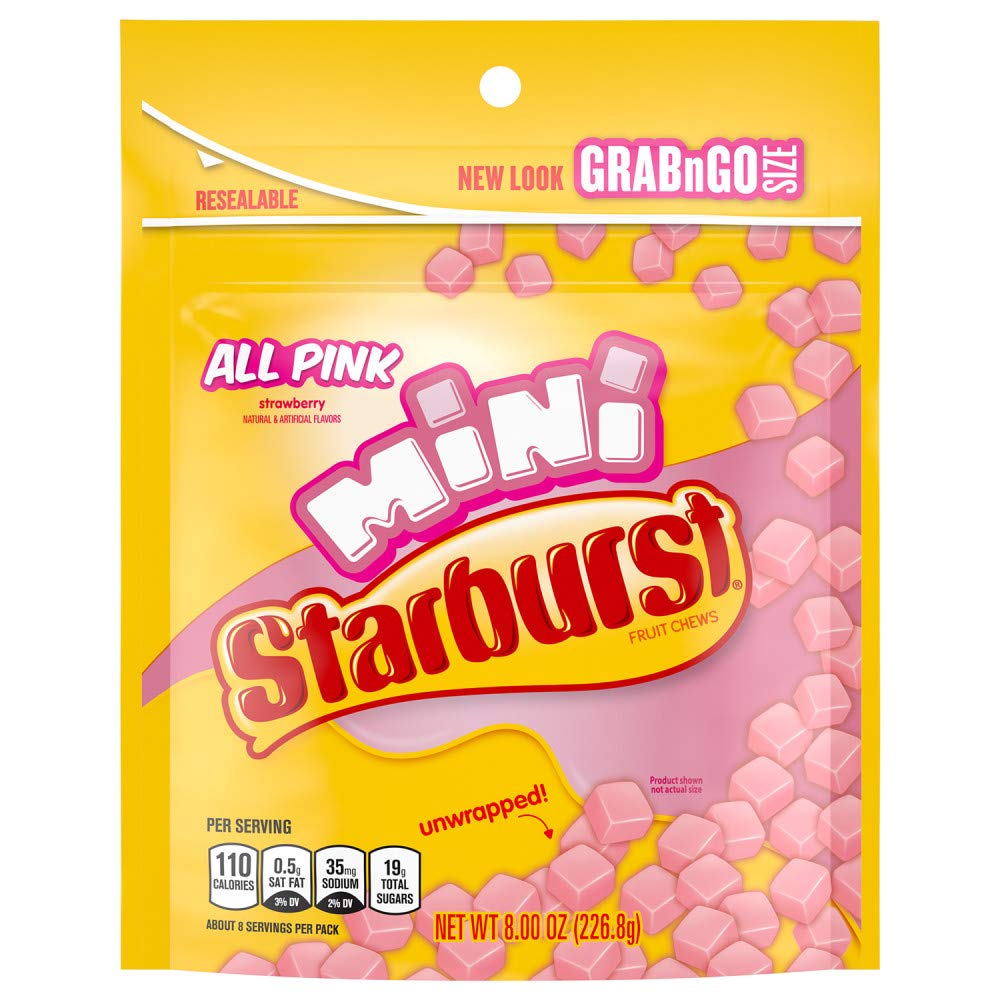 STARBURST Minis All Pink Fruit Chews Candy, 8 Oz Grab N Go