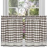Achim Home Furnishings Buffalo Check Tier Pair, 58-Inch by 36-Inch, Taupe
