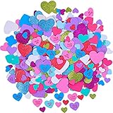 Ruisita 500 Pieces Foam Hearts Stickers Valentine's Day Conversation Hearts Stickers Self-Adhesive Glitter Heart Shaped Foam Stickers for Valentine's Day