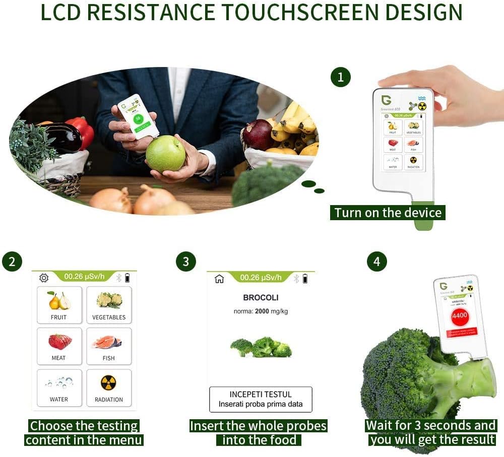 Greentest - Contador Geiger de detección de radiación, dureza del agua, nitrato dietético, nitratos, frutas, verduras, carnes, pescados, surpport Bluetooth: Amazon.es: Bricolaje y herramientas