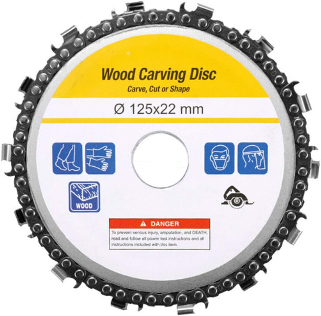 CSLU Angle Grinder Disc, 5 Inch Wood Carving Disc Chain Saw Plate 14 tooth, 7/8" Center Hole For Angle Grinder Shaping Cutting & Engraving of Wood, Plastic, Ice & Hard Rubber