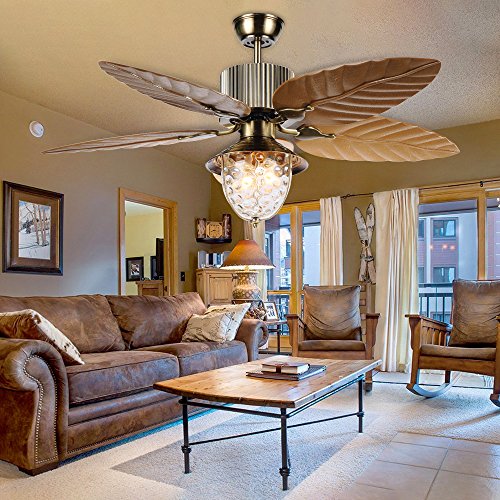 Andersonlight Palm 52-Inch Tropical Ceiling Fan with Five Leaf Blades