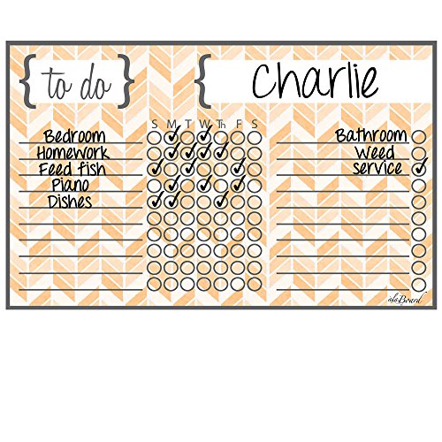 Decal Peel and Stick Dry Erase Chore Chart Yellow Herringbone - Thumbnail 3