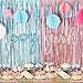 Metallic Tinsel Foil Fringe Curtains 3.2 ft x 6.6 ft Baby Shower Gender Reveals Party Decoration Party Photo Backdrop (Pink/Blue)