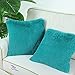 CaliTime Super Soft Throw Pillow Cover Case for Couch Sofa Bed Solid Plush Faux Fur 18 X 18 Inches Teal