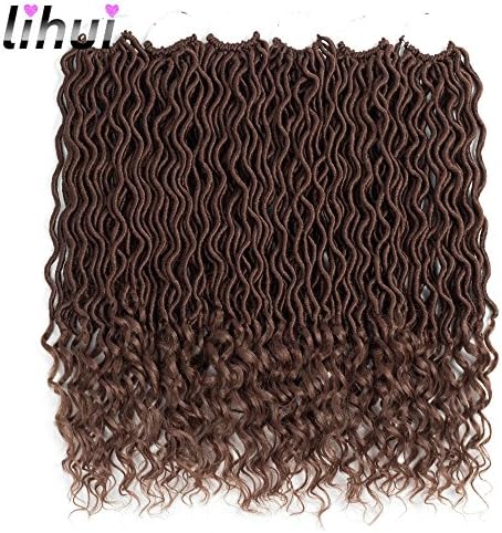 Lihui 6pcs/lot Goddess Locs Crochet Hair Wavy Faux Locs with Curly Ends Synthetic Braiding Hair Extension (20inch(6-PACKS), 30)