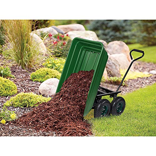 LUCKYERMORE Garden Dump Utility Wagon Cart-550 LB Weight Capacity Multifunctional Wheelbarrow Sturdy Plastic Yard Lawn Cart for Wood and Cargo Carrier