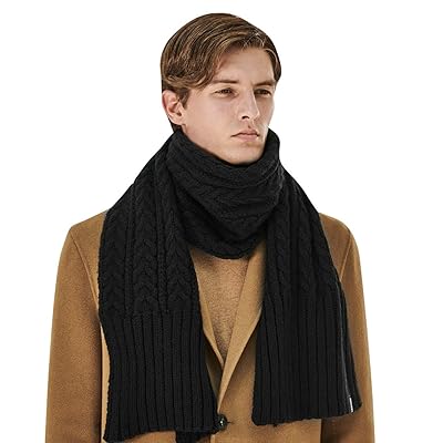 CACUSS Unisex Winter Long Thick Cable Knitted Scarf Soft Warm Scarves for Cold Weather &hellip