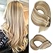 Clip in Hair Extensions, Ash Blonde Balayage Bleach Blonde Clip in Hair Extensions Real Human Hair Clip ins Extensions 20 Inch 7 Pieces 70G Double Wefted Hair Extensions Clip in Human Hair