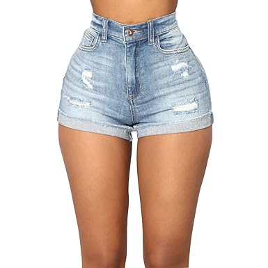 pantaloncini di jeans a vita alta