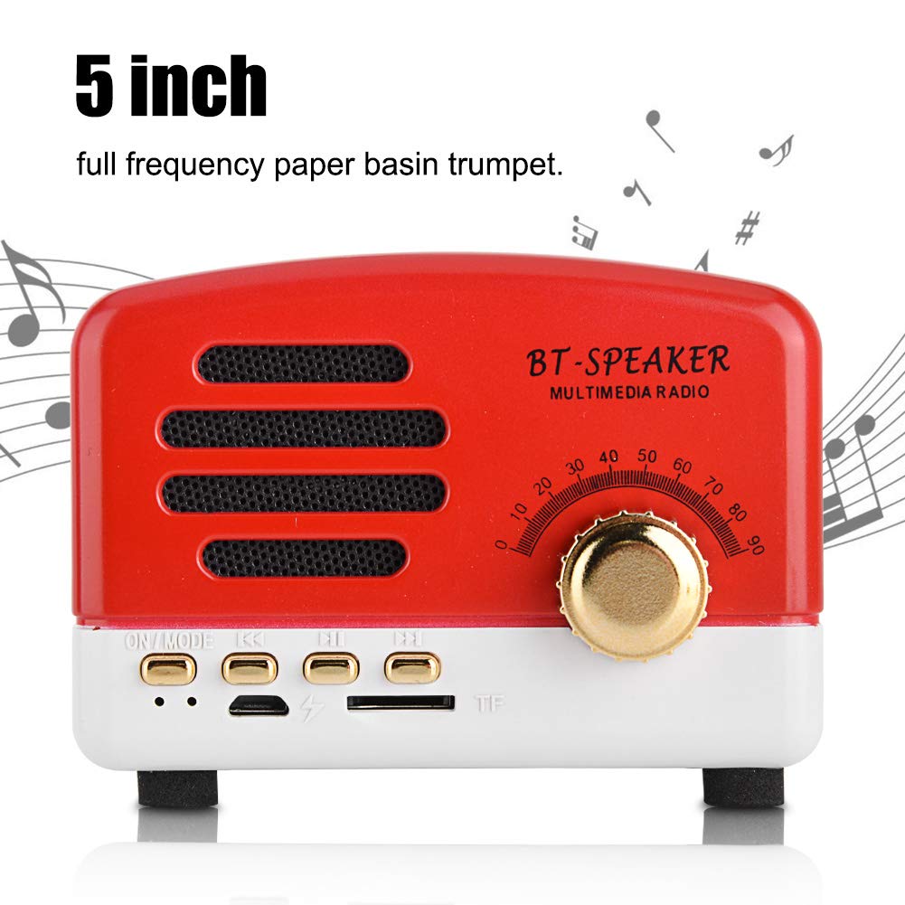 Mugast Altavoz inalámbrico Bluetooth Altavoz Vintage Retro Portátil Bajo Estereo Radio FM Soporte Tarjeta TF/USB (Rojo): Amazon.es: Electrónica