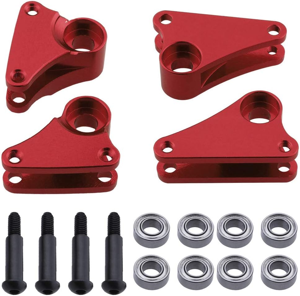 HobbyPark Aluminum Alloy Front/Rear Rocker Arm Set Progressive-2 w/Ball Bearings Replacement of 7158 for Traxxas 1/16 Slash 4x4 4WD E-Revo VXL RC Car (Red)