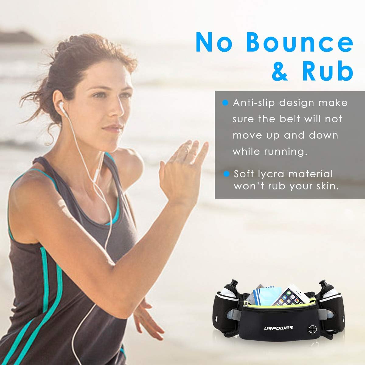 URPOWER Upgraded Running Belt with Water Bottle, Running Fanny Pack with Adjustable Straps, Large Pocket Waist Bag Phone Holder for Running Fits 6.5 inches Smartphones, Running Pouch : Sports & Outdoors