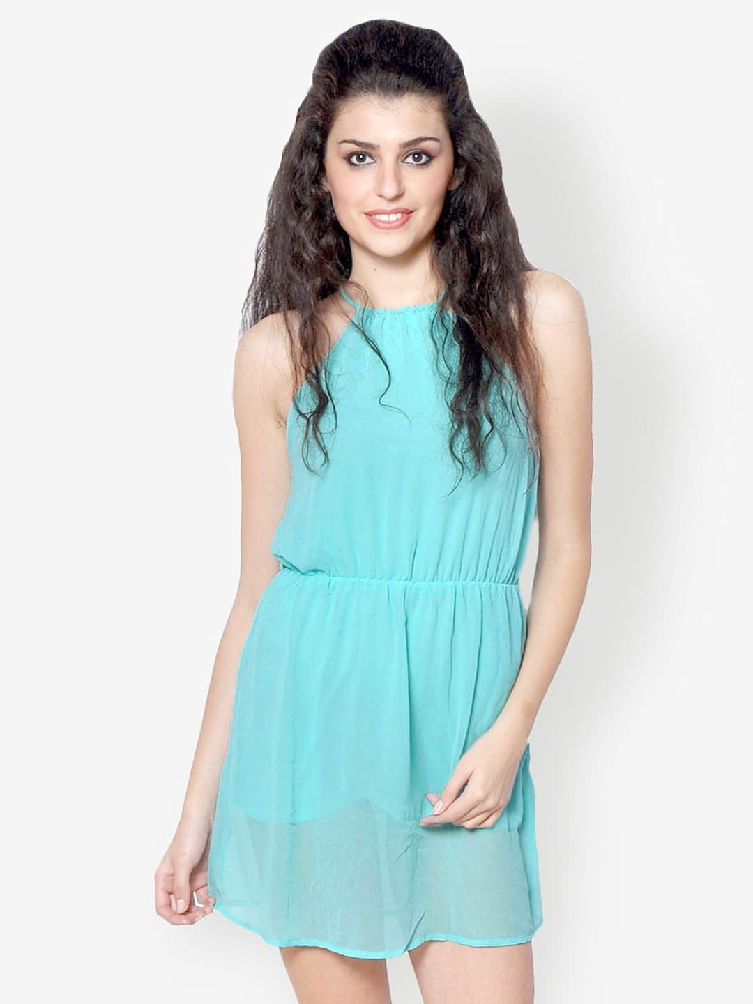 light blue fit and flare dress