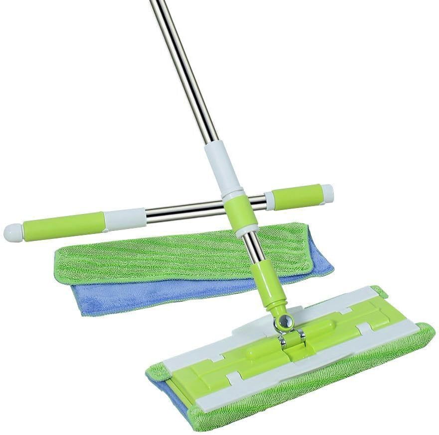 Senmo Microfiber Flat Mop, Floor Mop Flat for Hardwood, Laminate and Tile Flooring, 2 Mop Cloths Included