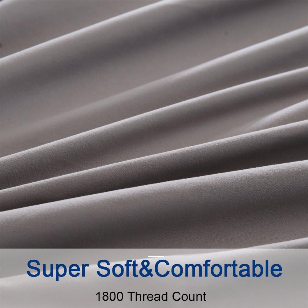 SONORO KATE Bed Sheets Set Sheets Microfiber Super Soft 1800 Thread Count Egyptian Sheets 16-Inch Deep Pocket Wrinkle Fade and Hypoallergenic - 6 Piece (King, Grey): Home & Kitchen