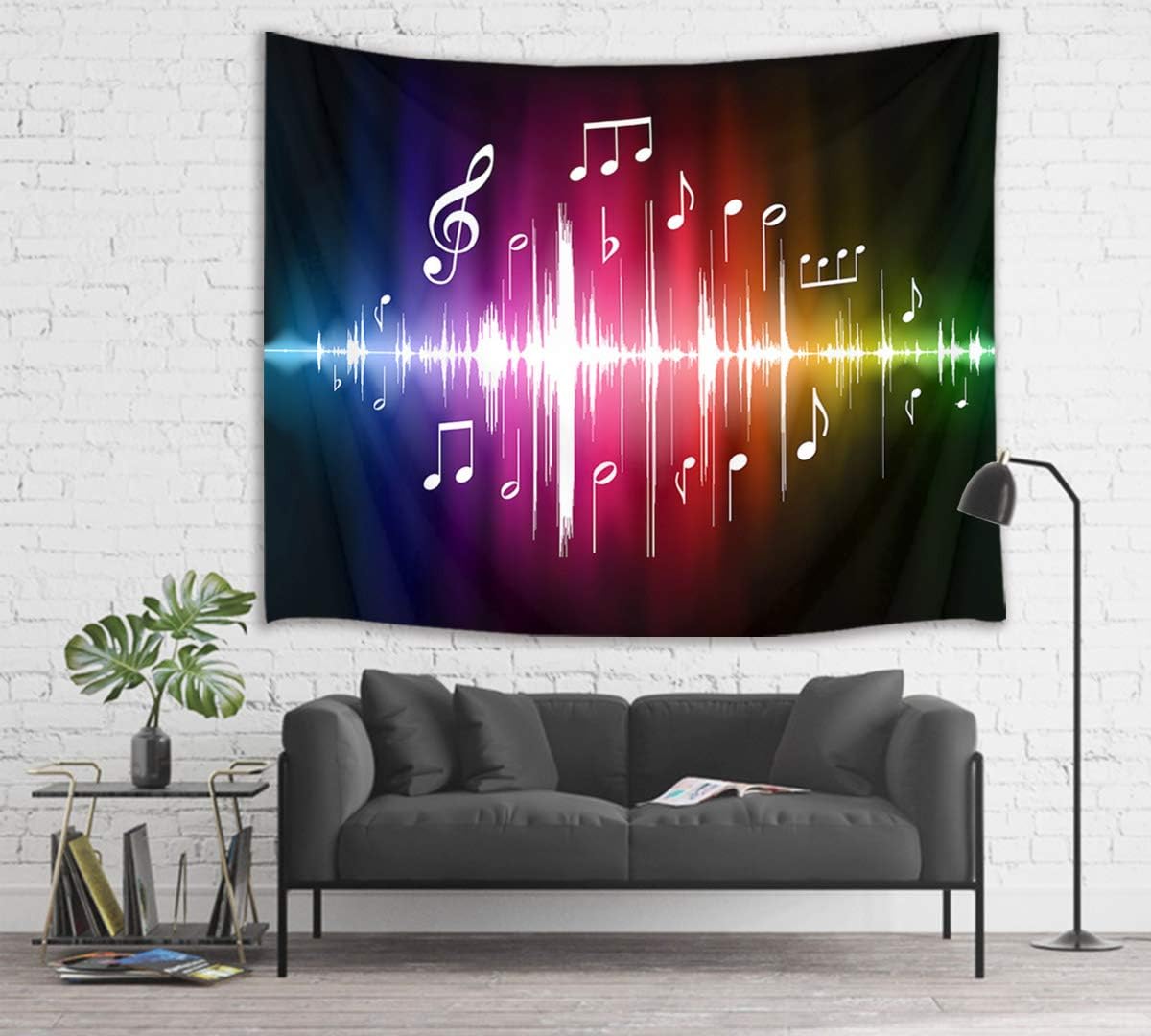 HVEST Music Tapestry Jumping Musical Notes Wall Hanging Hippie Wall Tapestries for Bedroom Living Room Dorm Party Wall Decor,80Wx60H inches