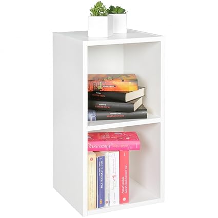FineBuy Standregal FB10241 Holz 30x60x30 cm Modern Regal Weiß Klein | Wandregal Ablageregal Schmal | Kleines Bücherregal 2 Ab