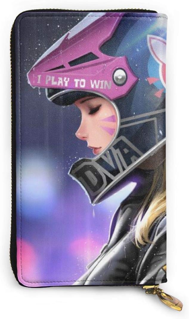 Overwatch D.VA Wallet RFID Blocking Genuine Leather Wallet Zip Around Card Holder Organizer Clutch