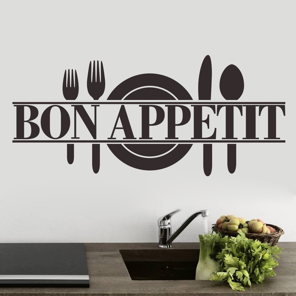 Ufengke Bon Appetit Plate Knife And Fork Wall Decals Kitchen Dining Room Removable Wall Stickers Murals Black Buy Online In Bahamas At Bahamas Desertcart Com Productid 52103443