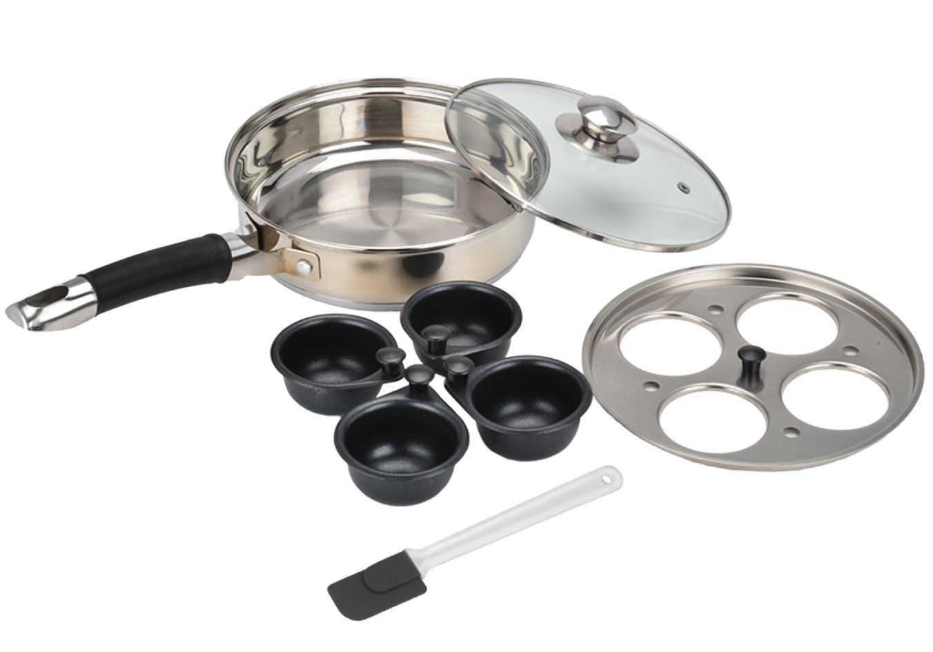 Modern Innovations Stainless Steel Egg Poacher Pan Set with 4 Nonstick