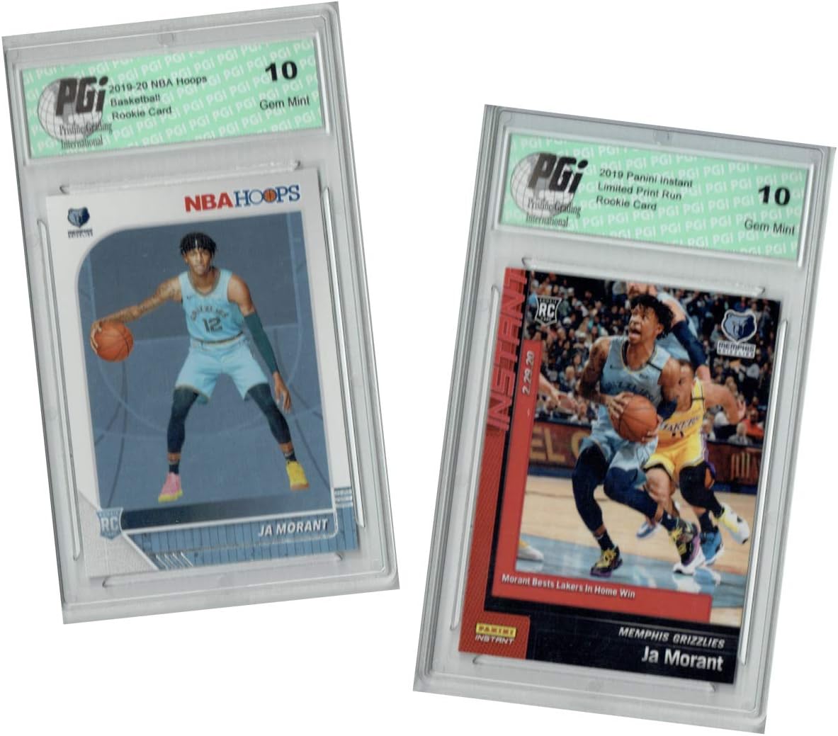 Ja Morant 2019 NBA Hoops #259, Panini Instant #105, 1/247 Rookie Card Lot PGI 10