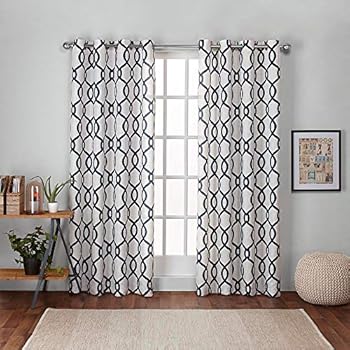 Exclusive Home Curtains Kochi Linen Blend Grommet Top Curtain Panel Pair, 54x96, Indigo, 2 Piece