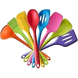 TTLIFE Silicone Spatula Utensil Kitchen Colorful 8 Pieces With Turner, Slotted spoon, Ladle, Spoon, Spoon Spatula, Spooula, Spatula, Basting brush