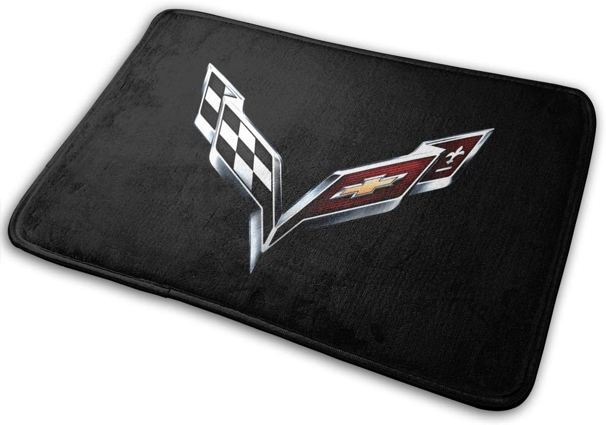 Fashion 1958 Chevrolet-Corvette Logo Doormat Non-Slip Welcome Mat Rug Front Door Bathroom Indoor Outdoors Floor Mat Gate Pad Bath Mat Entrance Outside Doors Carpet