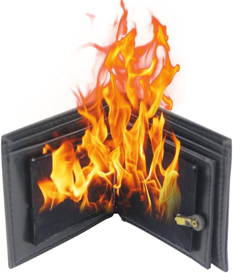 Novelty Magic Trick Flame Fire Wallet Magician Trick Wallet Stage Street Show Bifold Wallet