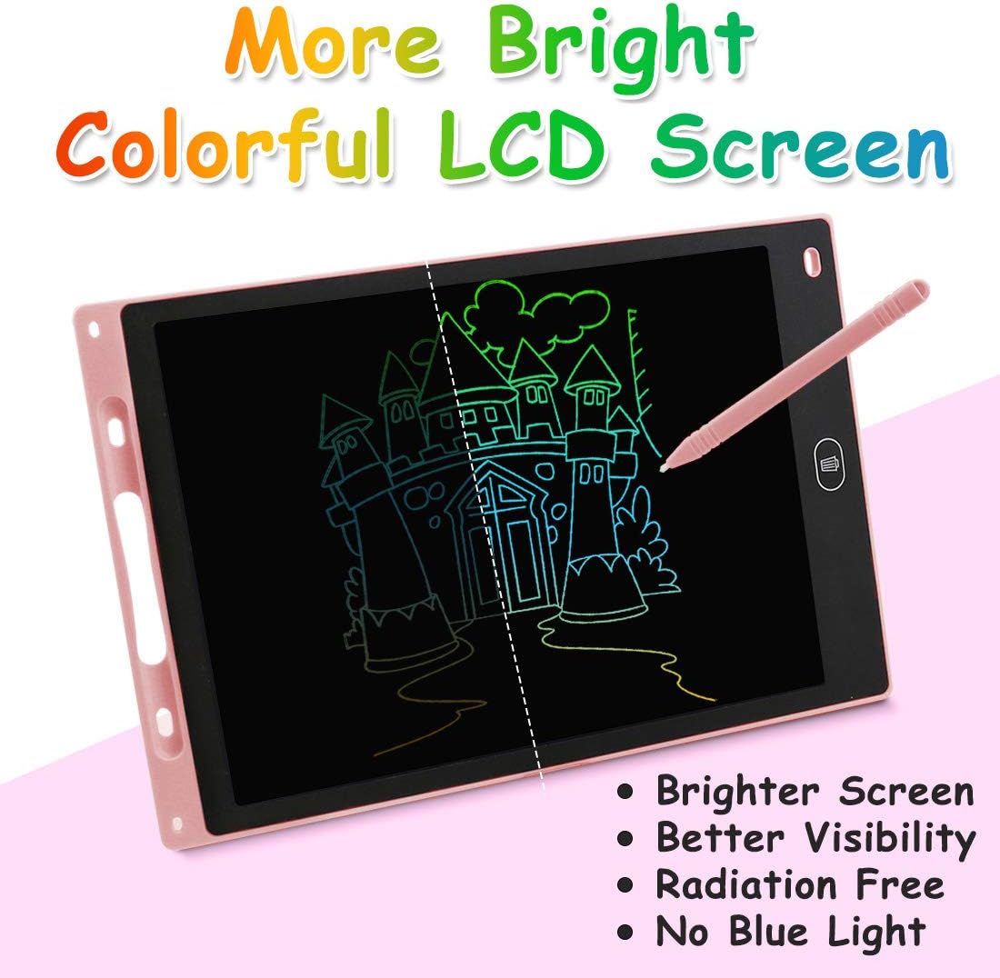 JAMIEWIN 12 Inch LCD Writing Tablet, Colorful Drawing Doodle Board for Kids, Toddler Drawing Pad Writing Board for Kids, Christmas Birthday Gifts Toys for Boys Girls Home Office Memo Pink: Computers & Accessories