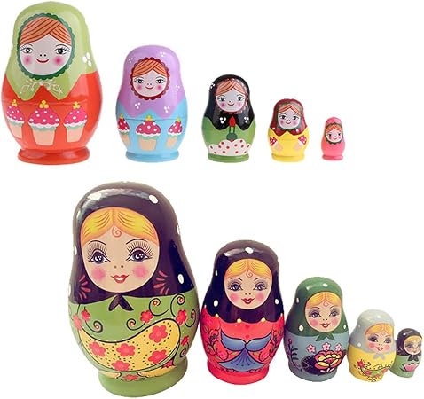 Amazon ロシア入れ子人形 マトリョーシカ バブーシュカ ロシアドール おもちゃ 置き物 民芸品 おもちゃ