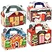 Moretoes 32 Packs 3D Christmas House Cardboard Treat Boxes Gable Boxes Paper Boxes for Xmas Gift, School Classroom Party Favor Supplies, Candy Treat Cardboard Cookie Boxes
