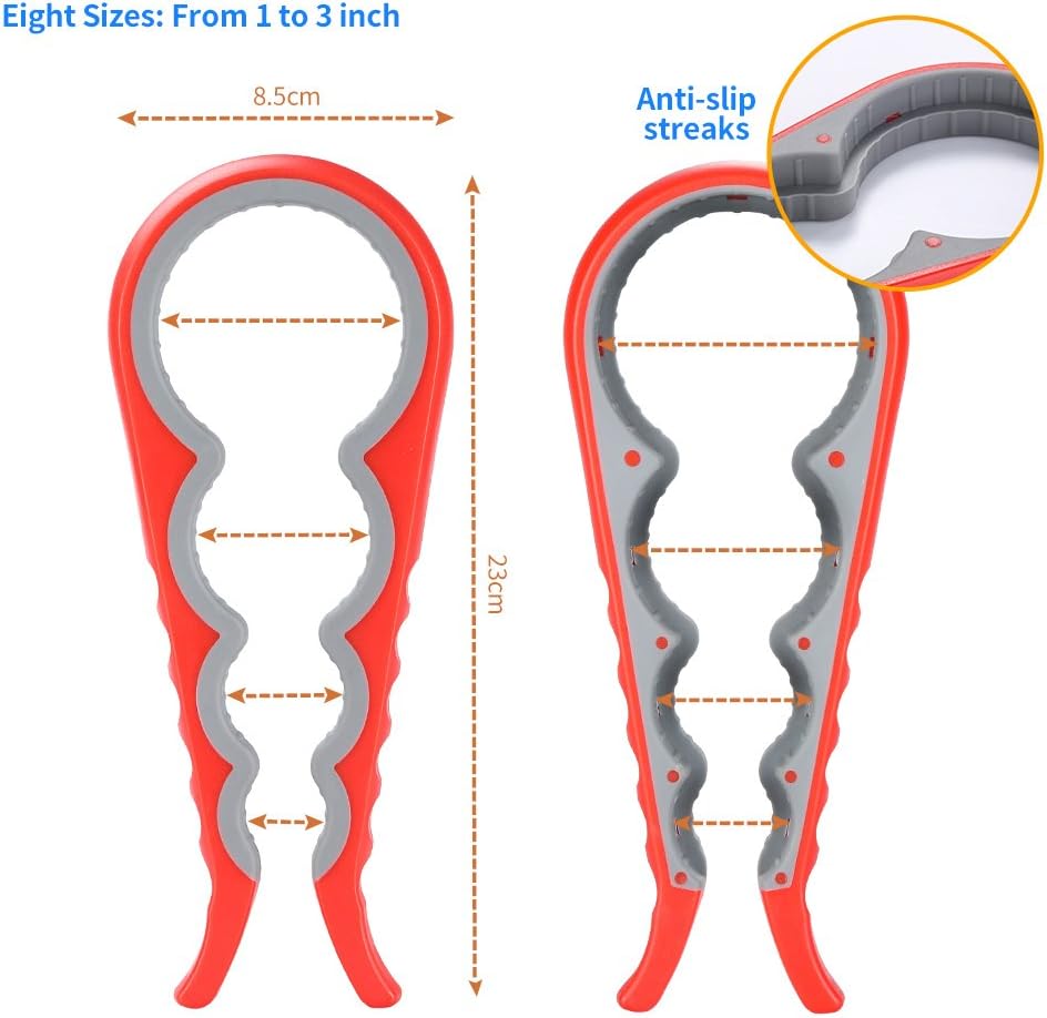 Jar Opener and Bottle Opener for Weak Hands Arthritis Elderly and Children,Non-Slip Jar Opener Grip Get Lids Off with Ease (Red) - Image 3