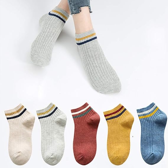 Amazon 靴下 レディース ソックス 秋冬 可愛い Ins風 女の子 学生 防臭 女性 通勤 通学 グラデーション フリーサイズ 5足セット 靴下 通販