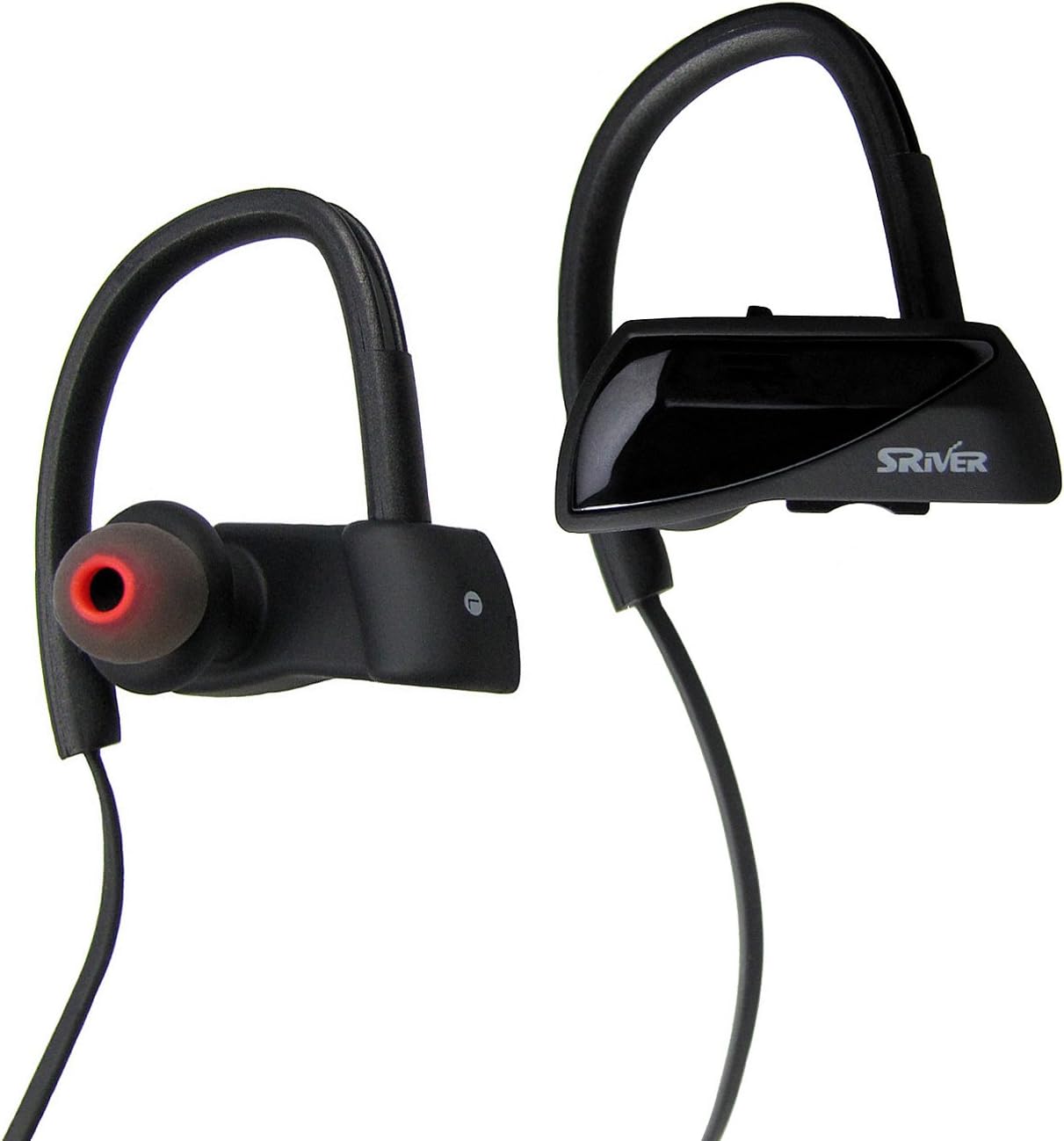 Wireless Headphones, Sriver in Ear Bluetooth Earbuds, Ear Hook Sport Earphones with Mic for Gym Running Working Out Exercise Biking (Noise Cancelling Sweatproof Waterproof Bass Stereo V4.1)