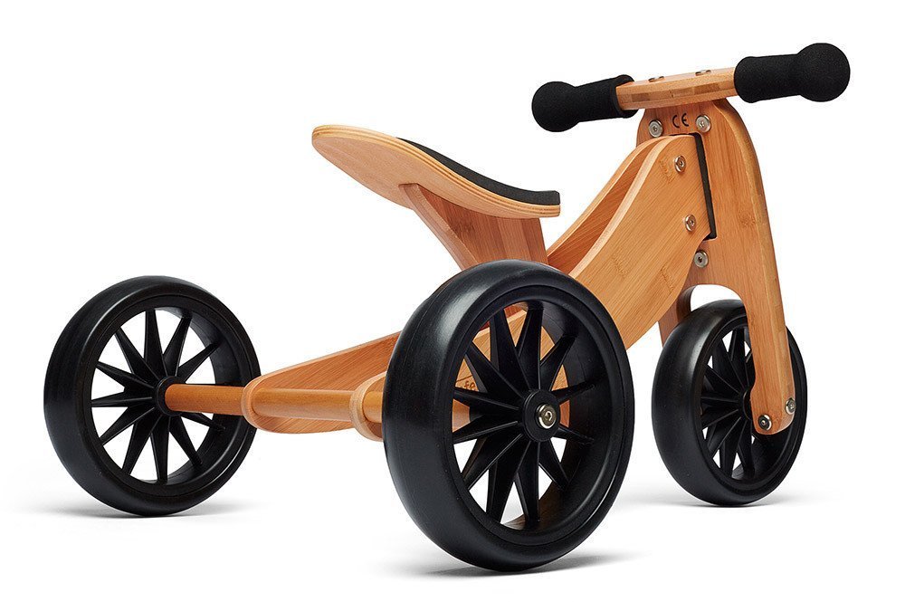 Kinderfeets TinyTot Wooden Balance Bike and Tricycle Convertible No Pedal Balance Trike for Kids
