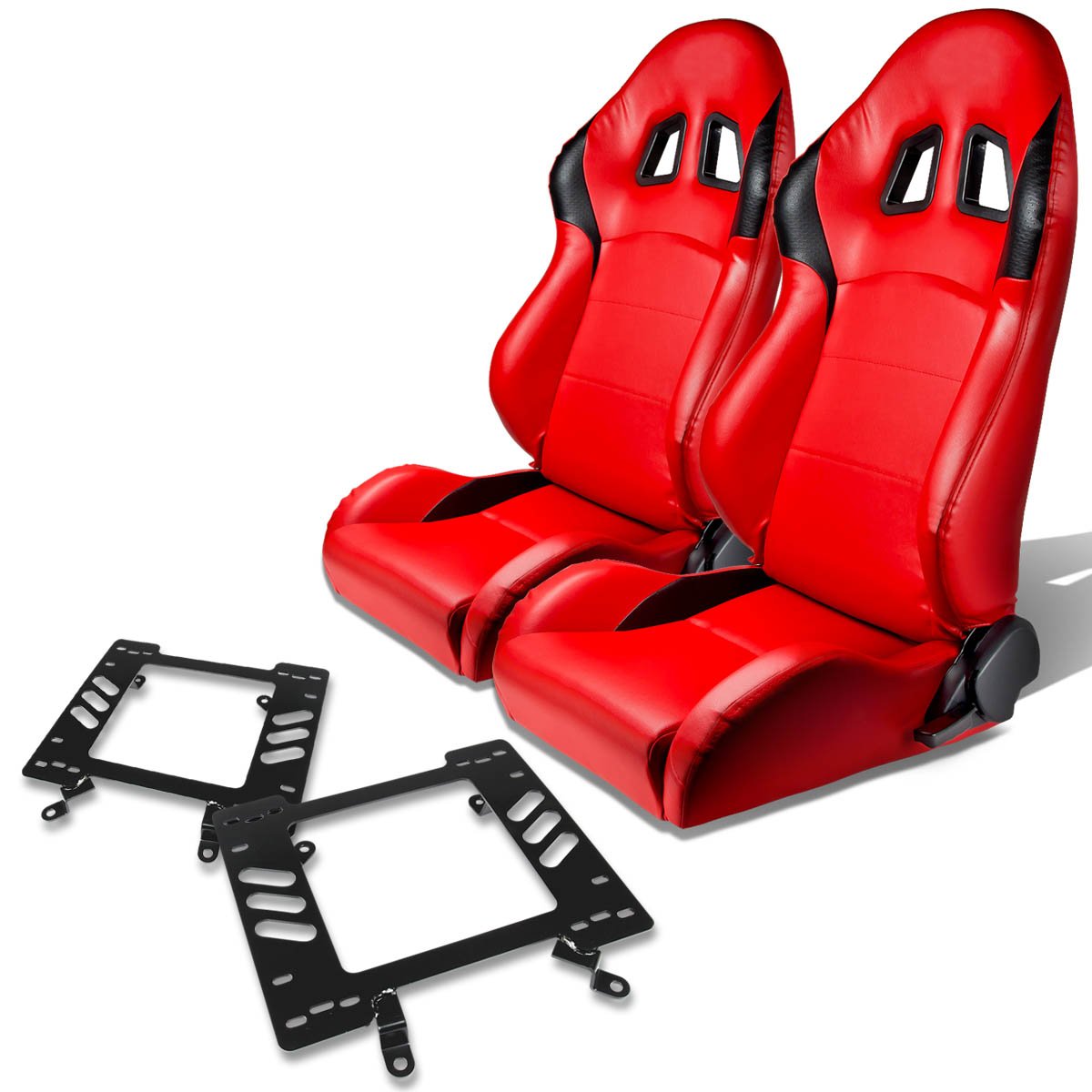 Pair of RS801PVCRD Racing Seats+Mounting Bracket for Ford Mustang SN95