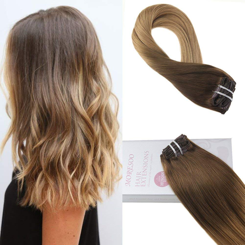 Amazon Com Moresoo 20 Inch Ombre Clip In Extensions Human Hair