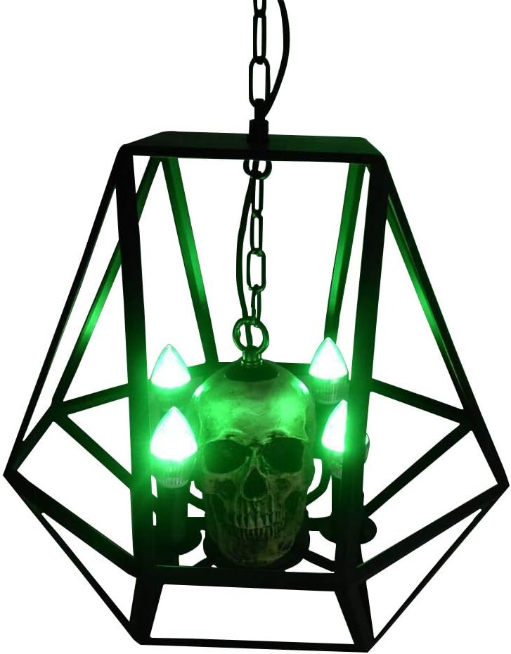 LXQIY Halloween Skull Chandelier Theme Creative Birthday Scene Layout Decoration Lamp Living Room Corridor Garden Party Hanging Lamp Wrought Iron Horror Atmosphere LED Ceiling Lamp